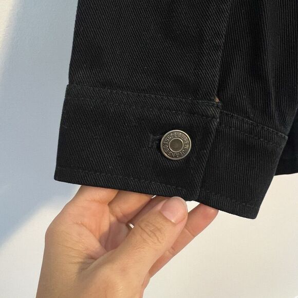 VINTAGE Lauren Jeans Co. Black Barn Chore Coat Jacket Plus Size 1X Suede Collar - Picture 8 of 10